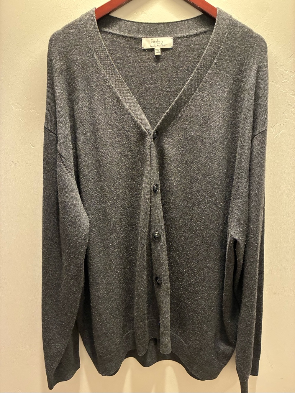 Turnbury Men's Charcoal Button-Front Cardigan